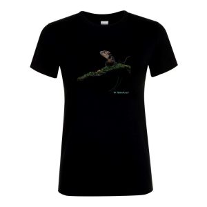 Krokodilszkink egyszerűsített fekete női póló