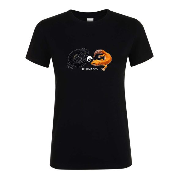 Leopárdgekkók fekete női póló