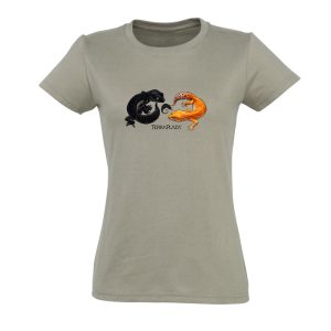 Leopárdgekkók khaki női póló