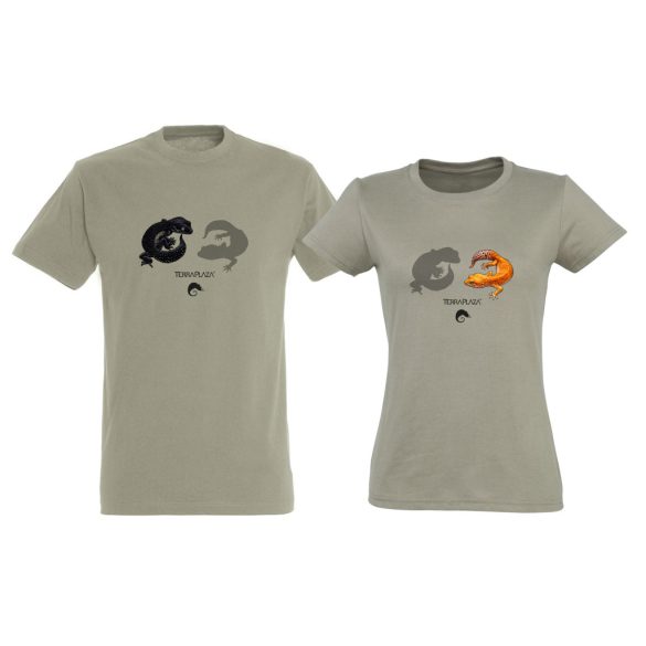 Leopárdgekkók khaki páros póló