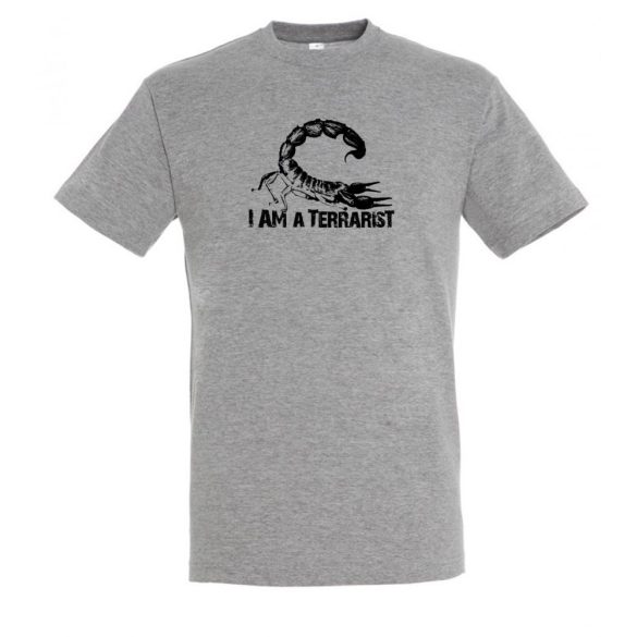 I’m a terrarist scorpion grey melange férfi póló