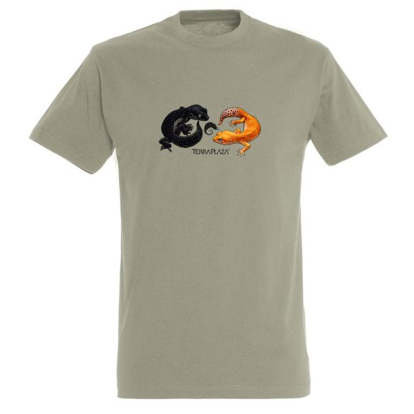 Leopárdgekkók khaki férfi póló